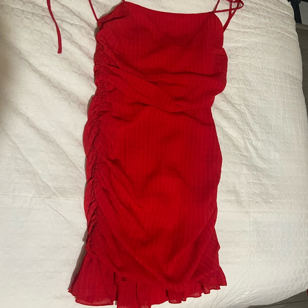 Lovers + Friends Amy Mini Dress - Red Ruched Mini